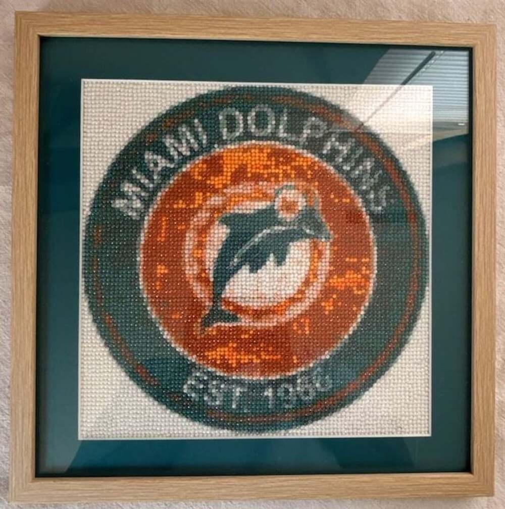 Miami Dolphins NFL Logo Framed Diamond Painting Art
